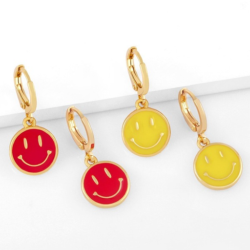 Wholesale colorful smiley face copper plated 18k gold earrings JDC-ES-AS026 Earrings JoyasDeChina Wholesale Jewelry JoyasDeChina Joyas De China