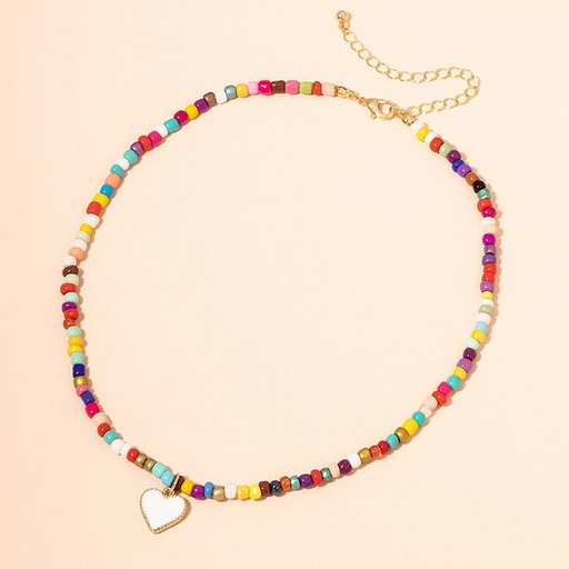 Wholesale colorful soft clay beaded heart-shaped necklaces JDC-NE-AYN052 necklaces JoyasDeChina Wholesale Jewelry JoyasDeChina Joyas De China