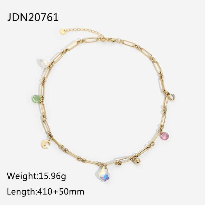 Wholesale colorful stainless steel zircon necklace JDC-NE-JD318 Necklaces 杰鼎 1 Wholesale Jewelry JoyasDeChina Joyas De China