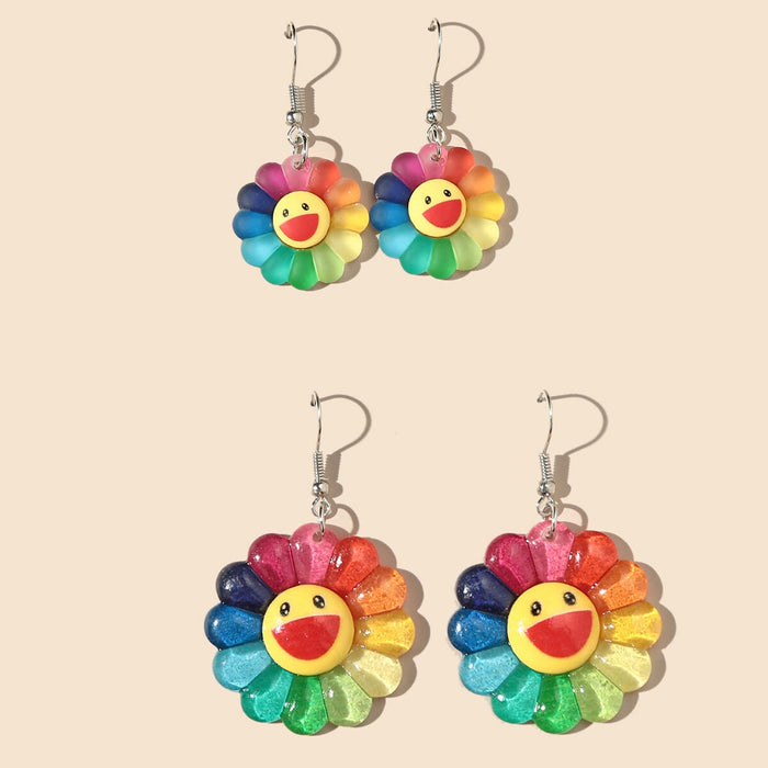 Wholesale Colorful Sunflower Smiley Resin Earrings JDC-ES-GANL013 Earrings 甘来 set Wholesale Jewelry JoyasDeChina Joyas De China
