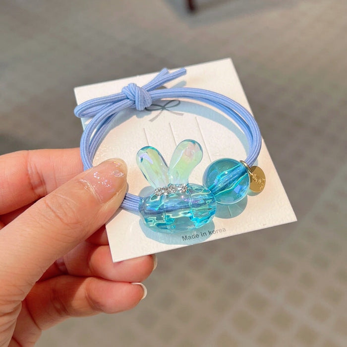 Wholesale colorful transparent bunny hair ring JDC-HS-GSFS010 Hair Scrunchies 夙尚 1 Wholesale Jewelry JoyasDeChina Joyas De China