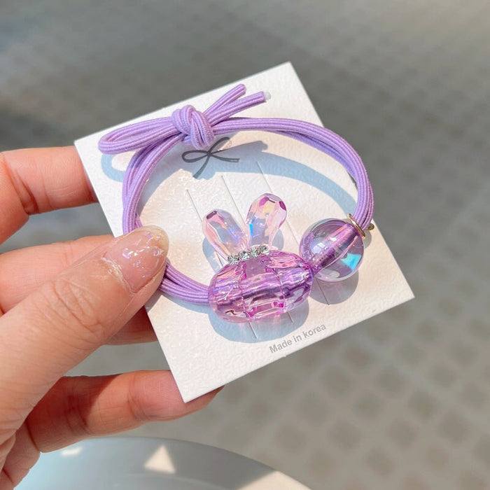 Wholesale colorful transparent bunny hair ring JDC-HS-GSFS010 Hair Scrunchies 夙尚 4 Wholesale Jewelry JoyasDeChina Joyas De China