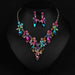 Wholesale colorful wedding, dress earrings crystal necklace set JDC-ST-Qianm026 Suit 千漠 colour Wholesale Jewelry JoyasDeChina Joyas De China