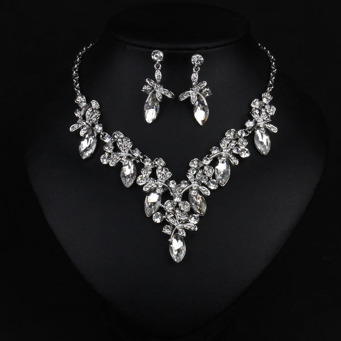 Wholesale colorful wedding, dress earrings crystal necklace set JDC-ST-Qianm026 Suit 千漠 White Wholesale Jewelry JoyasDeChina Joyas De China