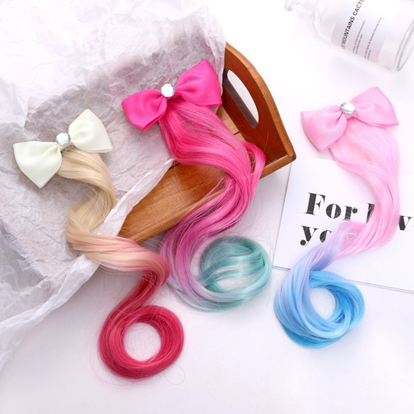Bulk Jewelry Wholesale colorful wigs children's bow wigs hair clips JDC-HC-RXi010 Wholesale factory from China YIWU China