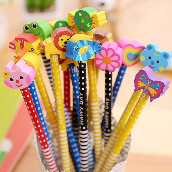 Bulk Jewelry Wholesale colorful wooden cartoon rubber pencil JDC-PE-XF009 Wholesale factory from China YIWU China