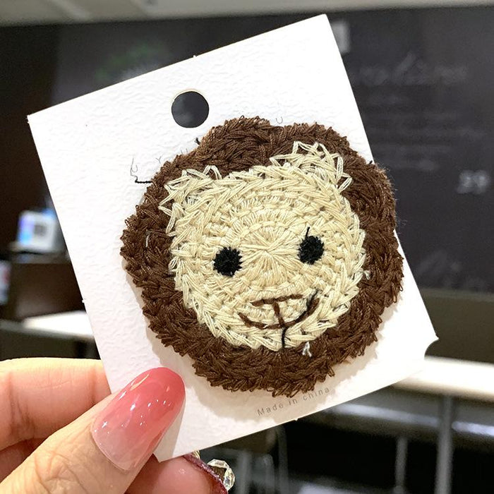 Bulk Jewelry Wholesale colorful wool embroidery cute cartoon animal hair clips JDC-HC-RXSK003 Wholesale factory from China YIWU China