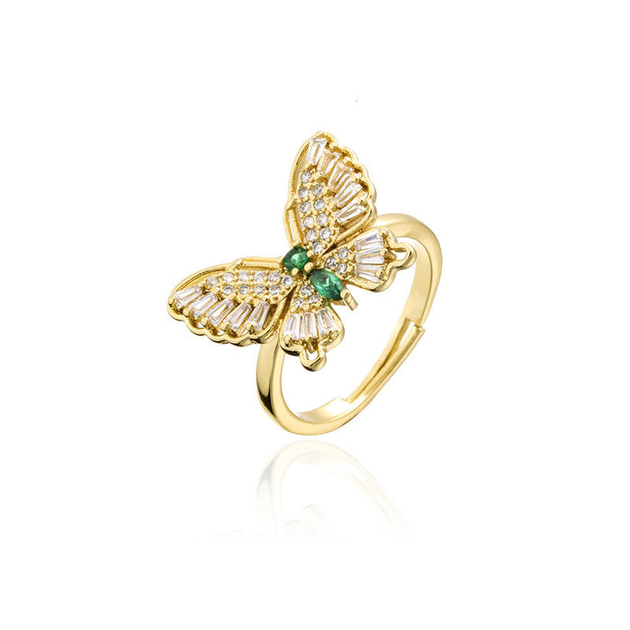 Wholesale colorful zircon butterfly electroplated copper rings JDC-RS-AG326 Rings JoyasDeChina 11454 adjustable Wholesale Jewelry JoyasDeChina Joyas De China