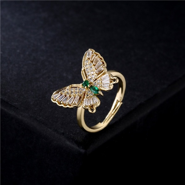 Wholesale colorful zircon butterfly electroplated copper rings JDC-RS-AG326 Rings JoyasDeChina Wholesale Jewelry JoyasDeChina Joyas De China
