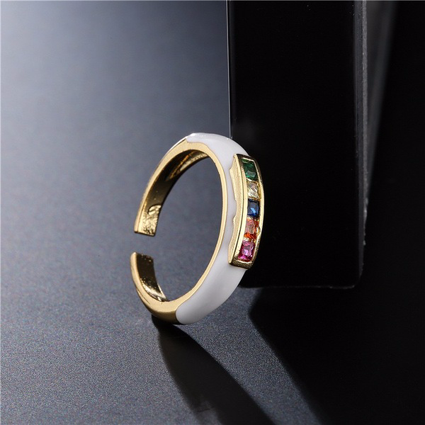 Wholesale colorful zircon electroplated copper open rings JDC-RS-AG204 Rings JoyasDeChina Wholesale Jewelry JoyasDeChina Joyas De China