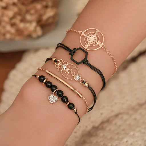 Wholesale Compass Totem Rhinestone Heart Beaded Alloy Bracelet JDC-BT-A030 Bracelet 妙雅 Wholesale Jewelry JoyasDeChina Joyas De China