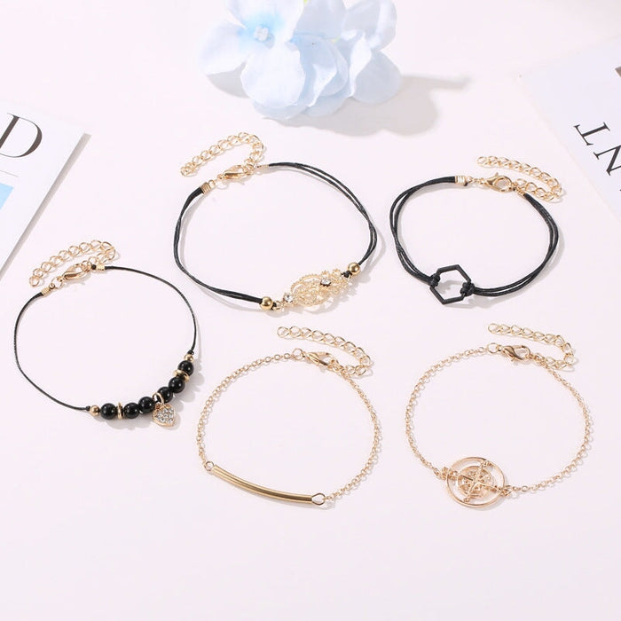 Wholesale Compass Totem Rhinestone Heart Beaded Alloy Bracelet JDC-BT-A030 Bracelet 妙雅 Wholesale Jewelry JoyasDeChina Joyas De China