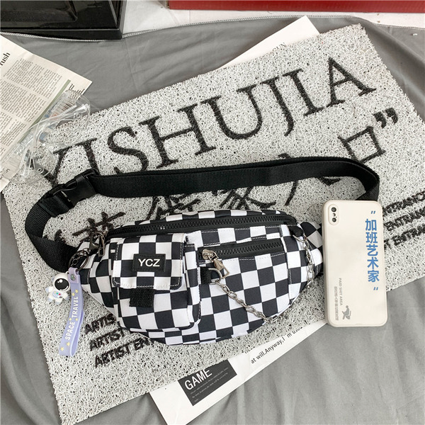 Bulk Jewelry Wholesale contrast check simple hip hop One Shoulder Messenger couple bag JDC-HB-LS017 Wholesale factory from China YIWU China