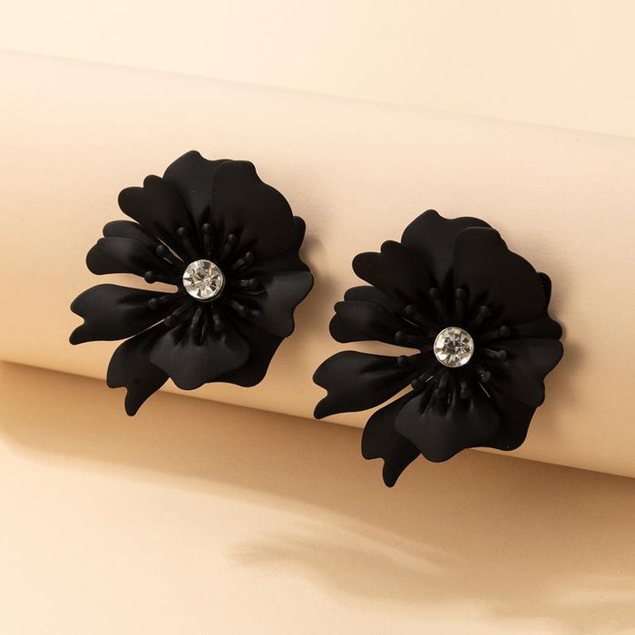 Wholesale cool wind black flower Rhinestone Earrings JDC-ES-C389 Earrings JoyasDeChina 18628 Wholesale Jewelry JoyasDeChina Joyas De China