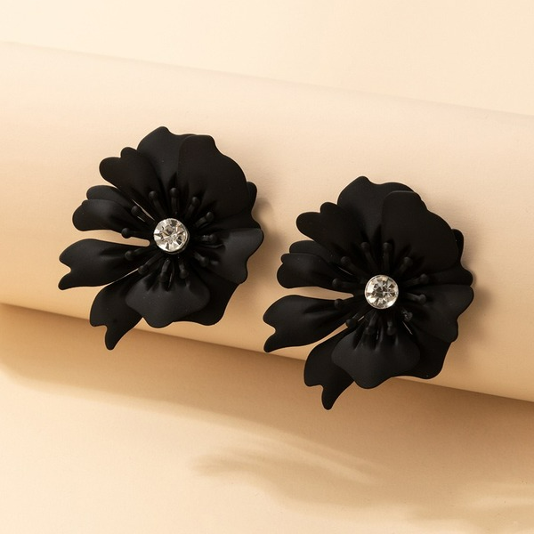 Wholesale cool wind black flower Rhinestone Earrings JDC-ES-C389 Earrings JoyasDeChina Wholesale Jewelry JoyasDeChina Joyas De China
