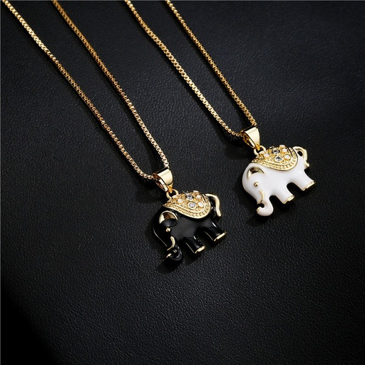 Bulk Jewelry Wholesale copper black and white oil dripping Elephant Necklaces JDC-NE-ag011 Wholesale factory from China YIWU China