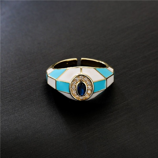 Bulk Jewelry Wholesale copper block mixed color drop oil zircon open rings JDC-RS-ag142 Wholesale factory from China YIWU China