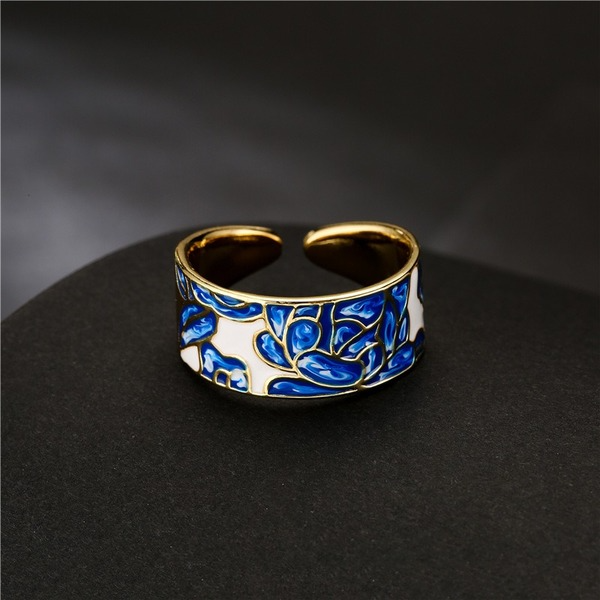 Bulk Jewelry Wholesale copper blue and white porcelain drop oil rings JDC-RS-ag162 Wholesale factory from China YIWU China