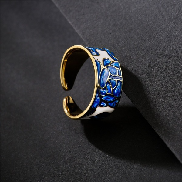 Bulk Jewelry Wholesale copper blue and white porcelain drop oil rings JDC-RS-ag162 Wholesale factory from China YIWU China