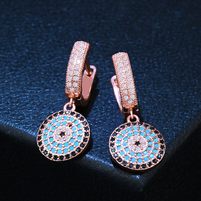 Wholesale copper Blue Earrings JDC-ES-AS069 Earrings 翱?N rose golden Wholesale Jewelry JoyasDeChina Joyas De China