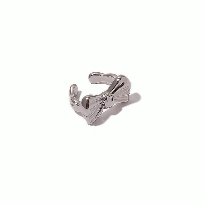 Wholesale copper Bowknot ear clips JDC-ES-YWLY022 Earrings 丽轶 silver single Wholesale Jewelry JoyasDeChina Joyas De China