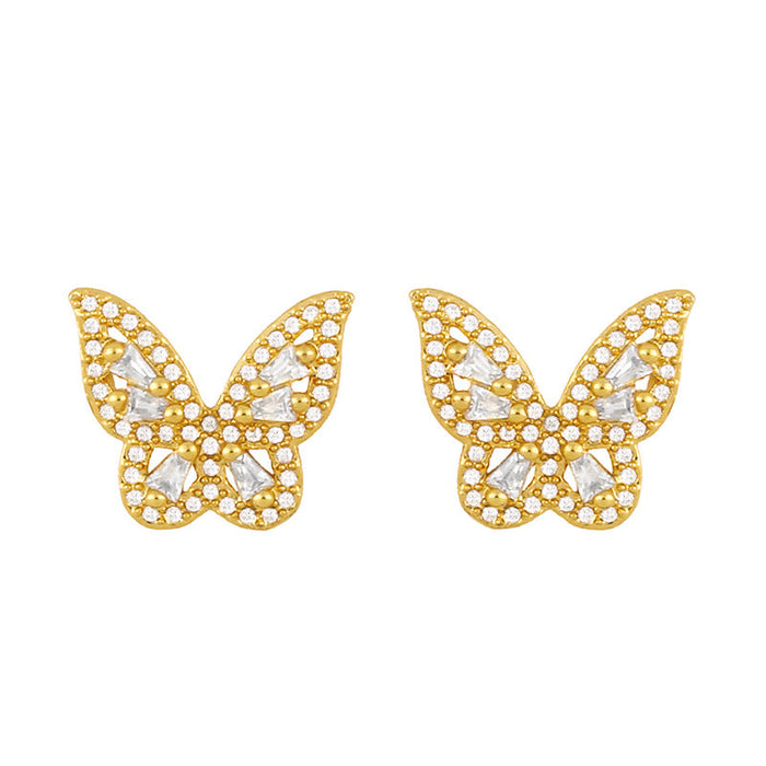 Wholesale copper butterfly gold earrings JDC-ES-AS054 Earrings 翱?N 1 Wholesale Jewelry JoyasDeChina Joyas De China