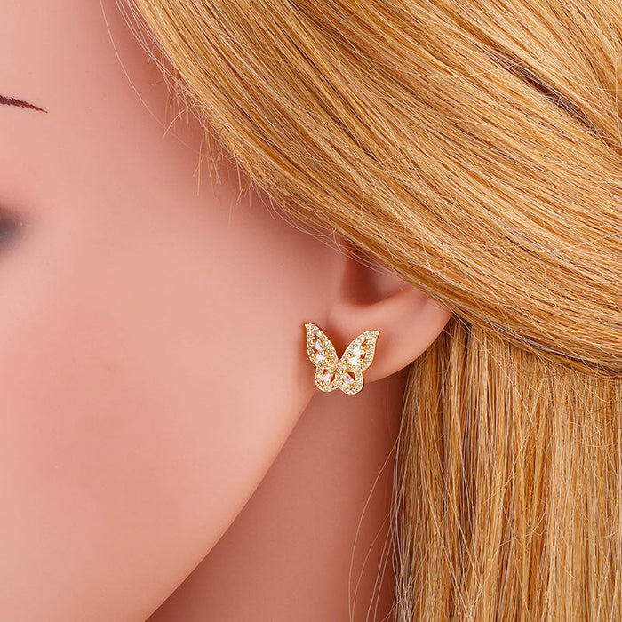 Wholesale copper butterfly gold earrings JDC-ES-AS054 Earrings 翱?N Wholesale Jewelry JoyasDeChina Joyas De China