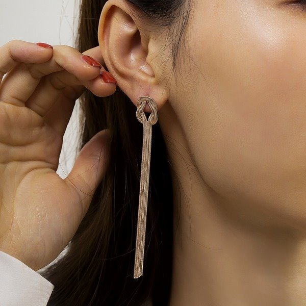 Wholesale Copper Chain Knotted Iron Ear Hook Earrings JDC-ES-DN015 Earrings 道妮 Wholesale Jewelry JoyasDeChina Joyas De China