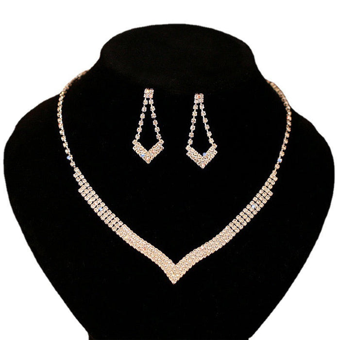 Wholesale Copper Claw Chain Rhinestone Necklace Earrings Set JDC-NE-JX038 Necklaces 锦希 Wholesale Jewelry JoyasDeChina Joyas De China