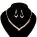 Wholesale Copper Claw Chain Rhinestone Necklace Earrings Set JDC-NE-JX038 Necklaces 锦希 Wholesale Jewelry JoyasDeChina Joyas De China