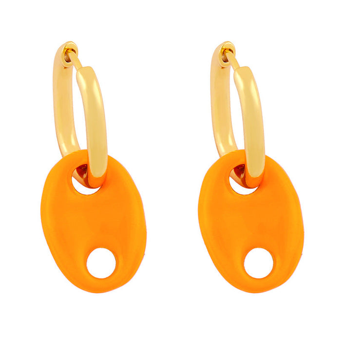 Wholesale copper colored pig nose Earrings JDC-ES-AS066 Earrings 翱?N orange Wholesale Jewelry JoyasDeChina Joyas De China