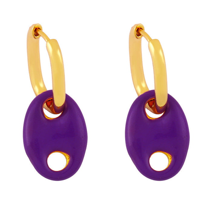 Wholesale copper colored pig nose Earrings JDC-ES-AS066 Earrings 翱?N purple Wholesale Jewelry JoyasDeChina Joyas De China