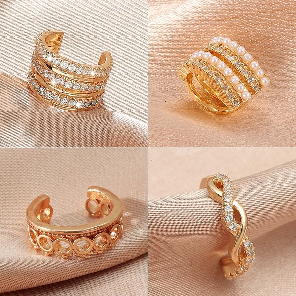Bulk Jewelry Wholesale Copper Diamond Pearl C-shaped Hollow Stud Earrings JDC-ES-D533 Wholesale factory from China YIWU China