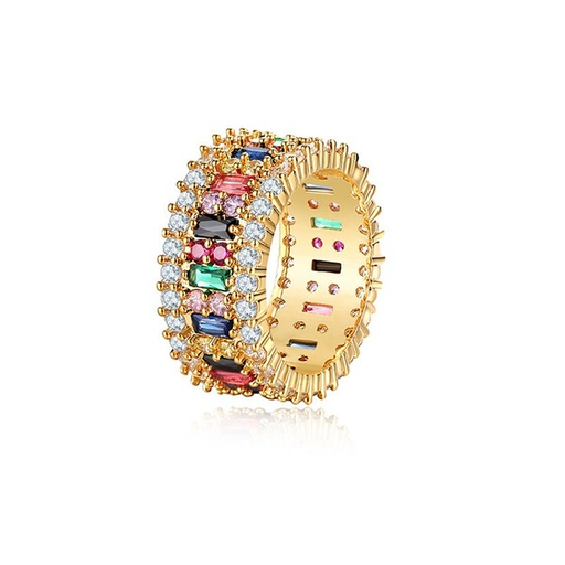 Wholesale copper diamond set seven color zircon rings JDC-RS-KS006 Rings JoyasDeChina Colorful ring No. 6 Wholesale Jewelry JoyasDeChina Joyas De China