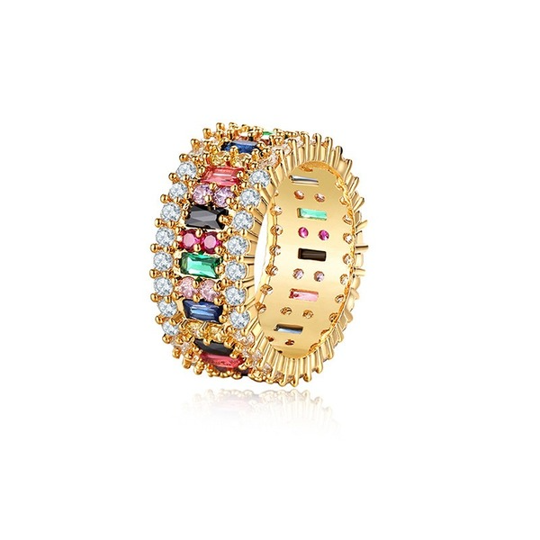 Wholesale copper diamond set seven color zircon rings JDC-RS-KS006 Rings JoyasDeChina Colorful ring No. 6 Wholesale Jewelry JoyasDeChina Joyas De China