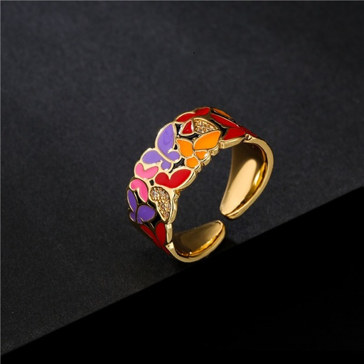 Bulk Jewelry Wholesale copper drop oil opening copper micro - inlaid zircon butterfly rings JDC-RS-ag146 Wholesale factory from China YIWU China