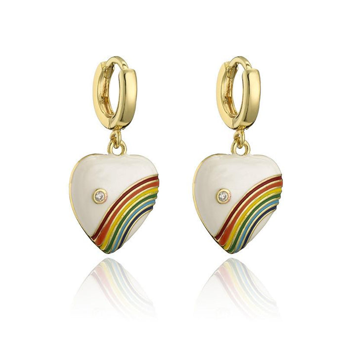 Wholesale copper drop oil rainbow love heart micro set zircon earrings JDC-ES-ag131 Earrings JoyasDeChina 40966 Wholesale Jewelry JoyasDeChina Joyas De China