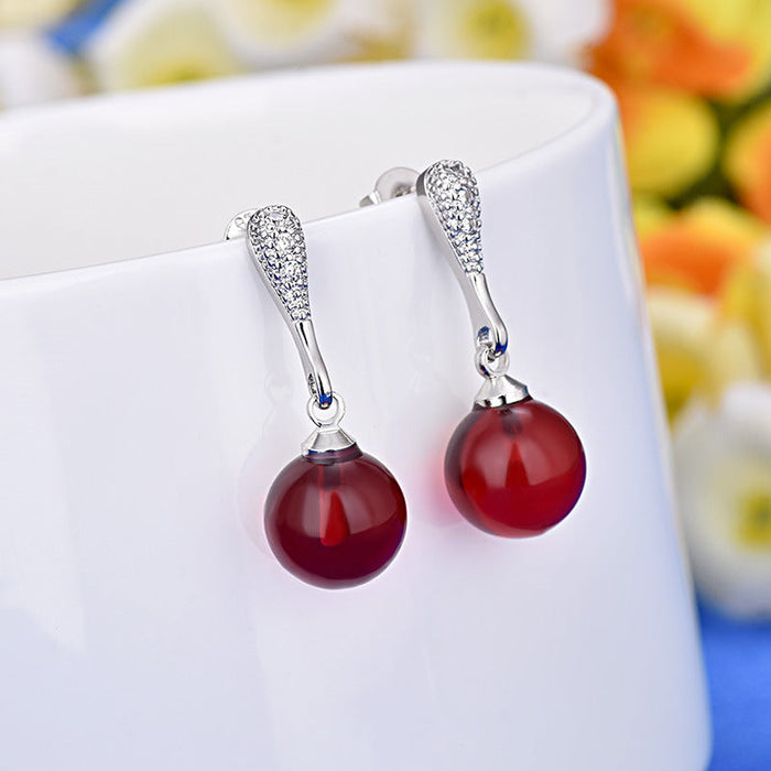 Wholesale copper gem earrings JDC-ES-QLX037 Earrings 巧兰轩 red Wholesale Jewelry JoyasDeChina Joyas De China
