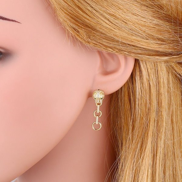 Wholesale copper gold leopard Head Earrings JDC-ES-AS076 Earrings 翱?N Wholesale Jewelry JoyasDeChina Joyas De China