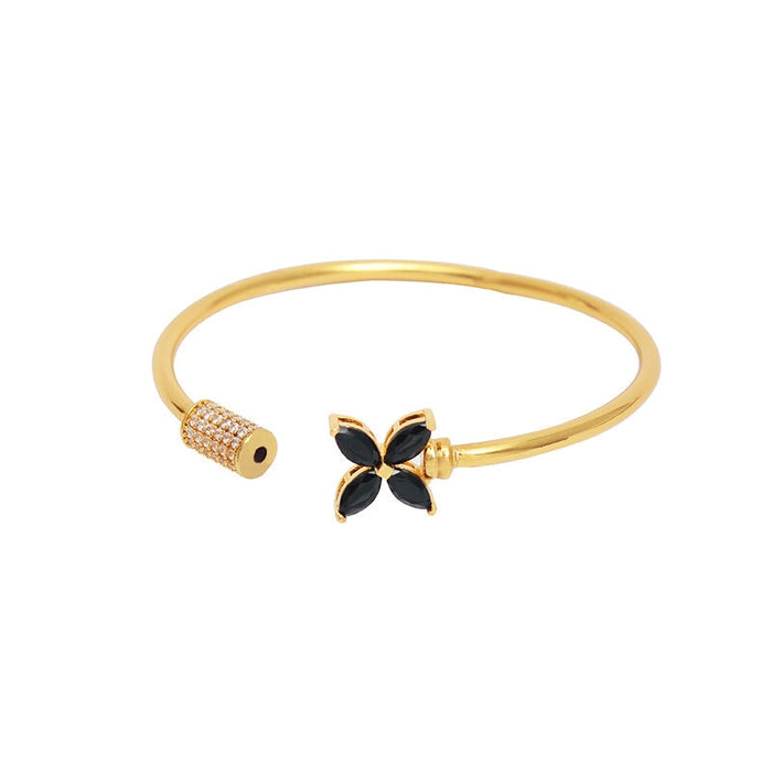 Wholesale Copper Gold Plated Rhinestone Four-Leaf Clover Bracelet JDC-BT-ZiR004 Bracelet 孜瑞 Wholesale Jewelry JoyasDeChina Joyas De China