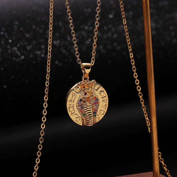 Wholesale Copper Gold Plated Zircon Snake Necklaces JDC-NE-HX003 Necklaces 鸿禧 Wholesale Jewelry JoyasDeChina Joyas De China