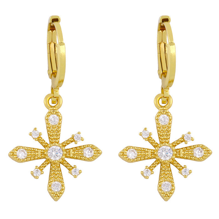Wholesale copper gold Snowflake Earrings JDC-ES-AS046 Earrings 翱?N 2 Wholesale Jewelry JoyasDeChina Joyas De China