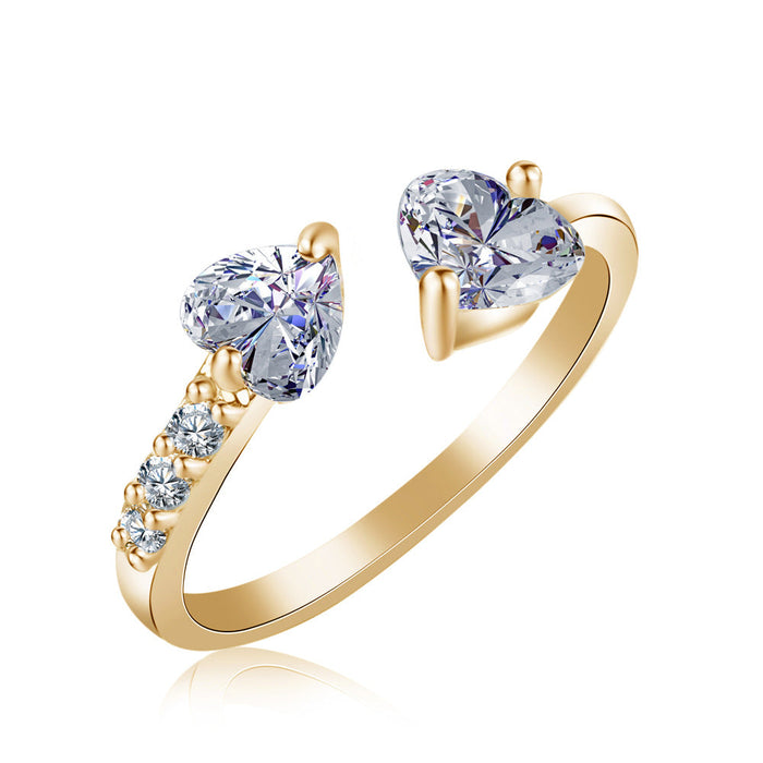 Wholesale Copper Heart Zircon Open Ring JDC-RS-MiMeng022 Rings 米萌 Wholesale Jewelry JoyasDeChina Joyas De China
