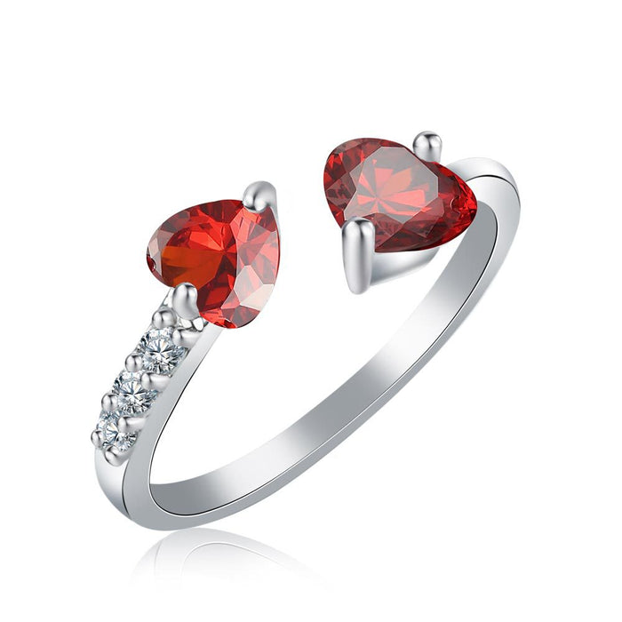 Wholesale Copper Heart Zircon Open Ring JDC-RS-MiMeng022 Rings 米萌 red Wholesale Jewelry JoyasDeChina Joyas De China