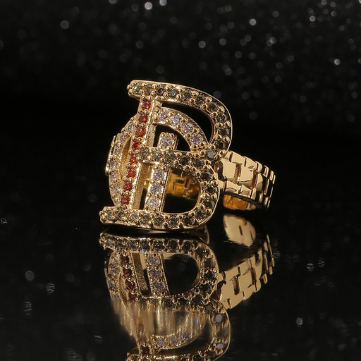 Wholesale copper inlaid zircon letter B rings JDC-RS-HX131 Rings JoyasDeChina Wholesale Jewelry JoyasDeChina Joyas De China