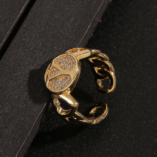 Wholesale copper inlaid zircon letter rings JDC-RS-HX102 Rings JoyasDeChina Wholesale Jewelry JoyasDeChina Joyas De China