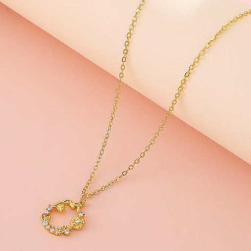 Wholesale copper inlaid zircon rose necklaces JDC-NE-A069 Necklaces 妙雅 Wholesale Jewelry JoyasDeChina Joyas De China
