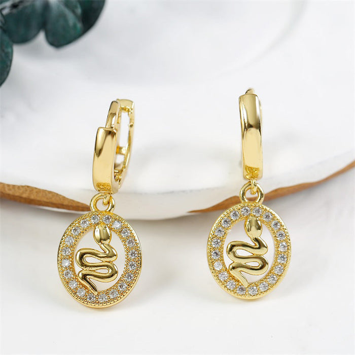 Wholesale Copper Inlaid Zircon Snake Earrings JDC-ES-Yuet002 Necklaces 跃腾 gold Wholesale Jewelry JoyasDeChina Joyas De China
