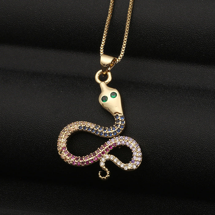 Wholesale Copper Inlaid Zircon Snake Necklaces JDC-NE-HX008 Necklaces 鸿禧 DX32-1 Wholesale Jewelry JoyasDeChina Joyas De China