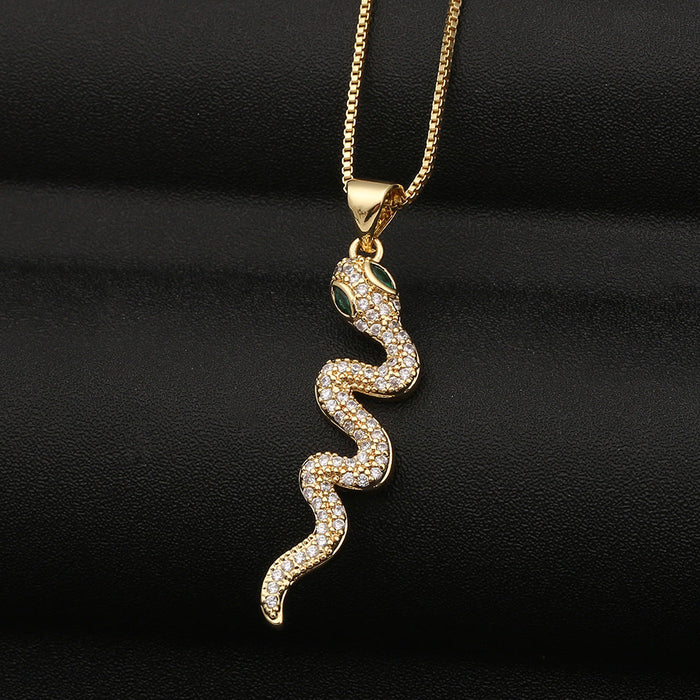 Wholesale Copper Inlaid Zircon Snake Necklaces JDC-NE-HX008 Necklaces 鸿禧 DX32-12 Wholesale Jewelry JoyasDeChina Joyas De China